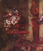 Vase mit Blumen und Bronzebuste Ludwigs XIV Jorg Breu the Elder